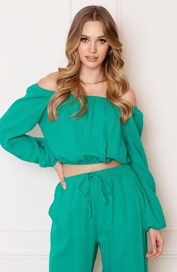 Katoenen Off Shoulder Top Stella Green – shoparchief