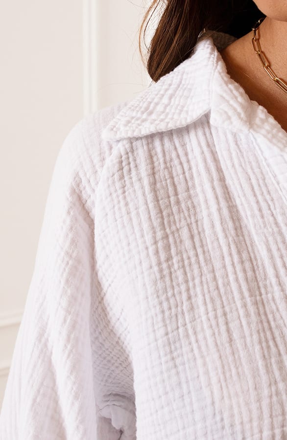 Katoenen Oversized V-hals Blouse Yenthe Ecru – shoparchief — foto 7