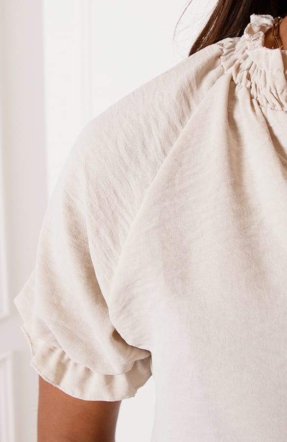 Korte Mouwen Blouse Inge Beige – shoparchief — foto 10
