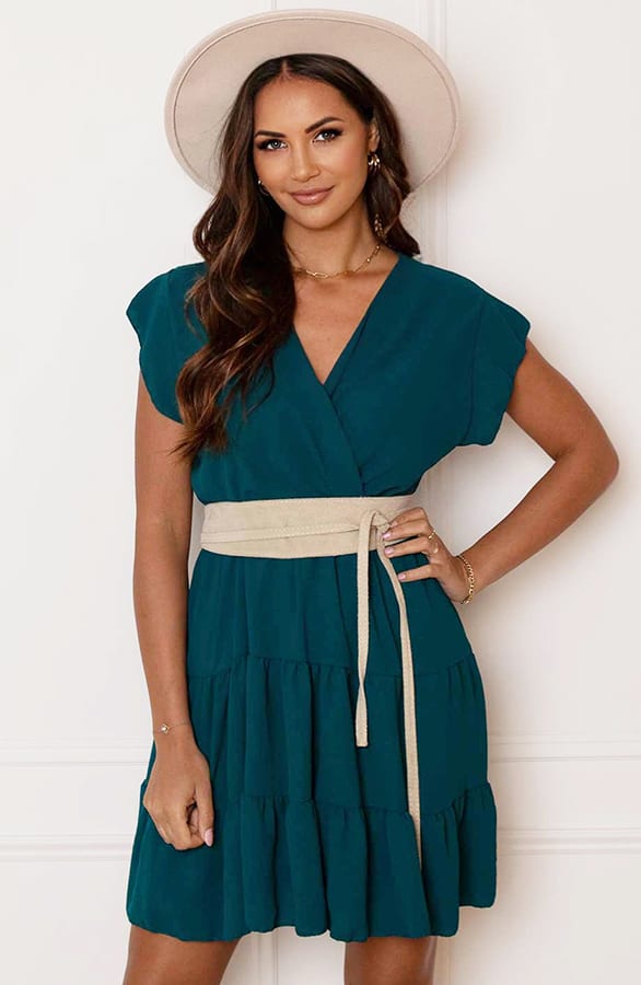 Laagjes Jurk Lexy Petrol – shoparchief