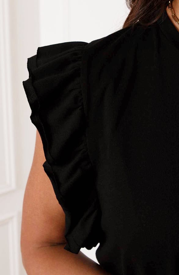 Lange Ruffle Jurk Met Split Fae Zwart – shoparchief — foto 10