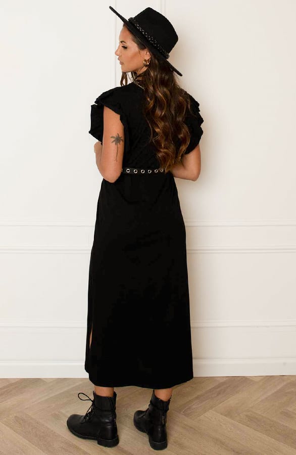 Lange Ruffle Jurk Met Split Fae Zwart – shoparchief — foto 9