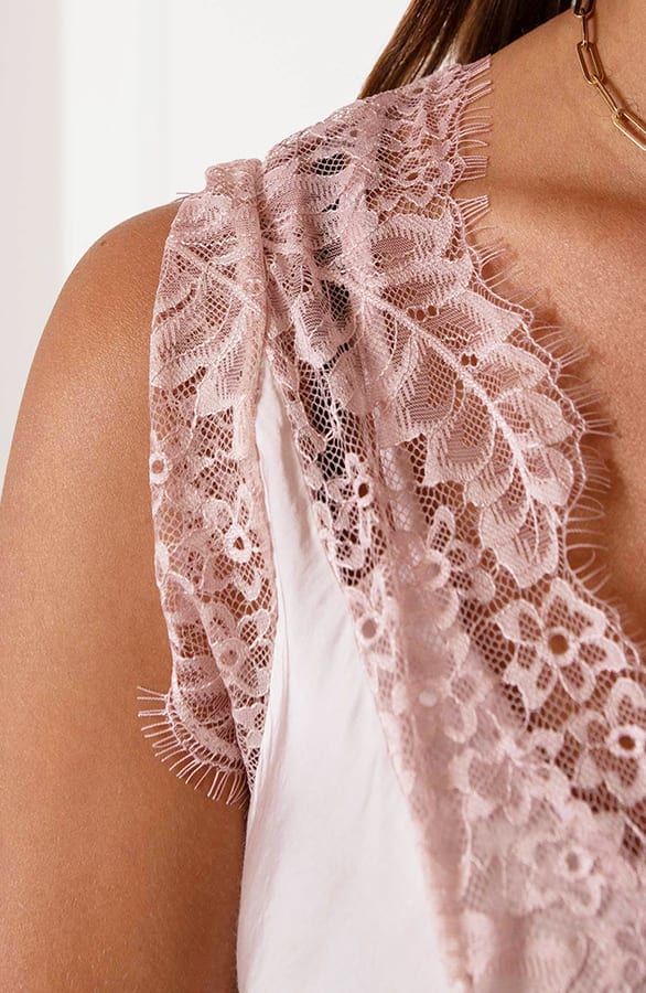 Limited Kanten V-hals Top Carmen Dust Roze – shoparchief — foto 5
