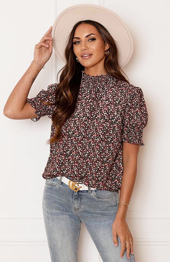 Lynn Top Bloemenprint Koraal – shoparchief