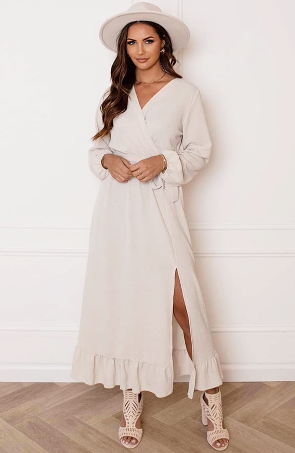 Maxi Strik Jurk Elize Beige – shoparchief — foto 12