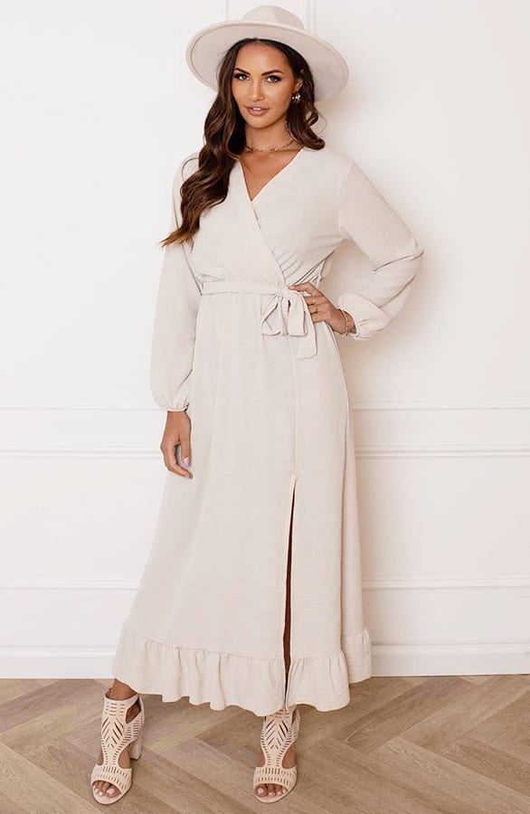 Maxi Strik Jurk Elize Beige – shoparchief — foto 9