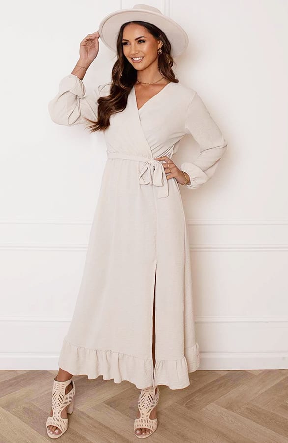 Maxi Strik Jurk Elize Beige – shoparchief — foto 10
