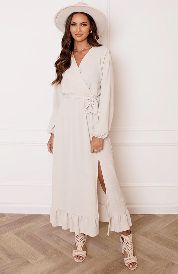 Maxi Strik Jurk Elize Beige – shoparchief — foto 11