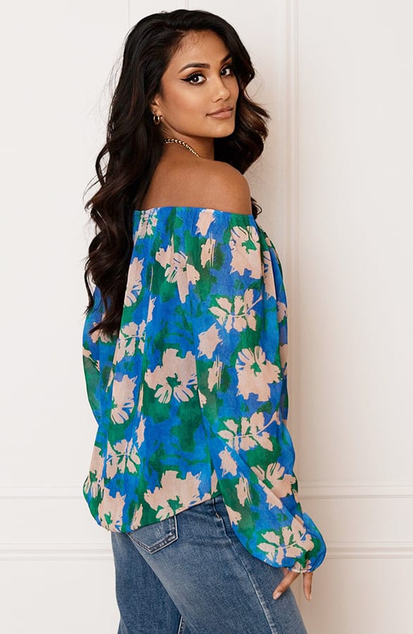Off Shoulder Blouse Tropical Kobalt – shoparchief — foto 4