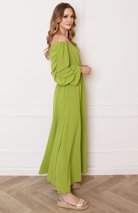 Offshoulder Jurk Met Split Bibi Olive – shoparchief — foto 5
