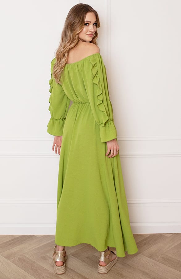Offshoulder Jurk Met Split Bibi Olive – shoparchief — foto 7