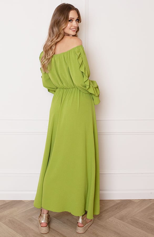 Offshoulder Jurk Met Split Bibi Olive – shoparchief — foto 6