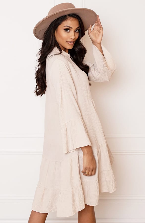 Oversized Katoenen Tuniek Dewi Beige – shoparchief — foto 12