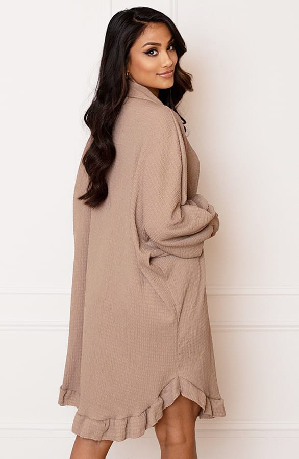 Oversized Ruches Tuniek Yasmin Taupe – shoparchief — foto 5