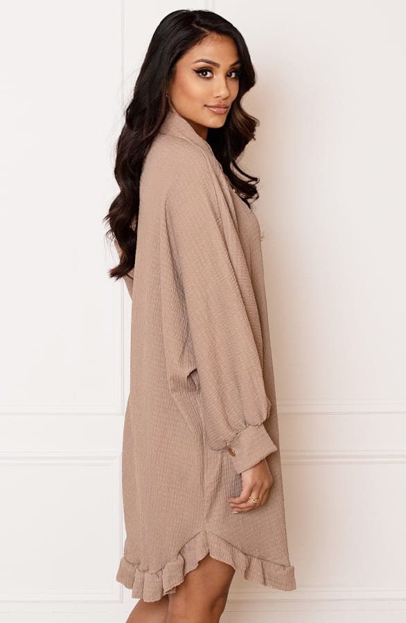 Oversized Ruches Tuniek Yasmin Taupe – shoparchief — foto 4