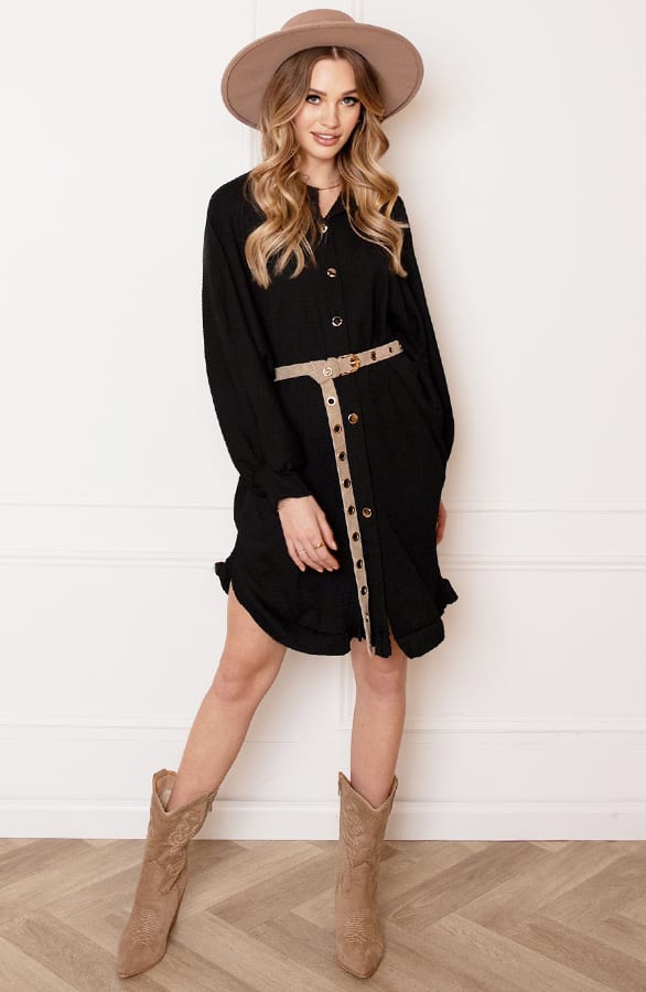 Oversized Ruches Tuniek Yasmin Zwart – shoparchief