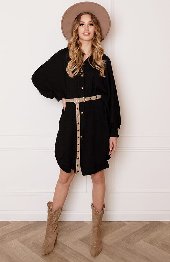 Oversized Ruches Tuniek Yasmin Zwart – shoparchief — foto 6