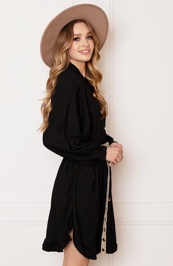 Oversized Ruches Tuniek Yasmin Zwart – shoparchief — foto 3