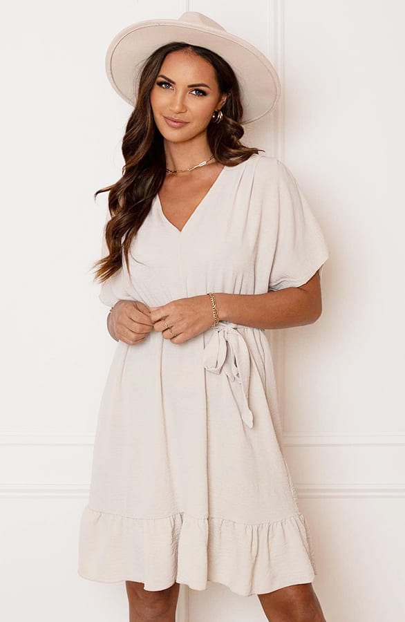 Ruches Jurk Mandy Beige – shoparchief — foto 7