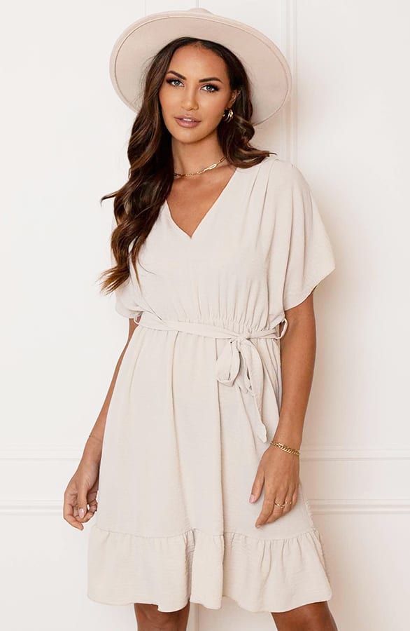 Ruches Jurk Mandy Beige – shoparchief — foto 6