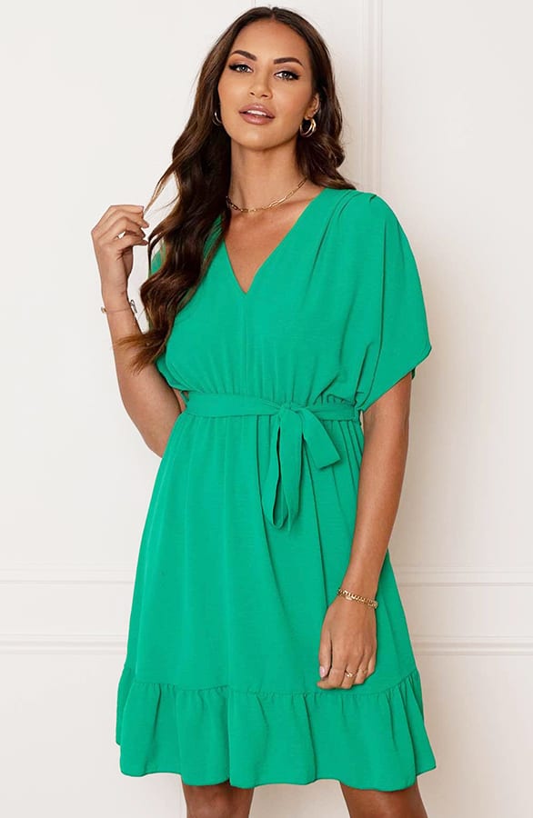 Ruches Jurk Mandy Bright Green – shoparchief