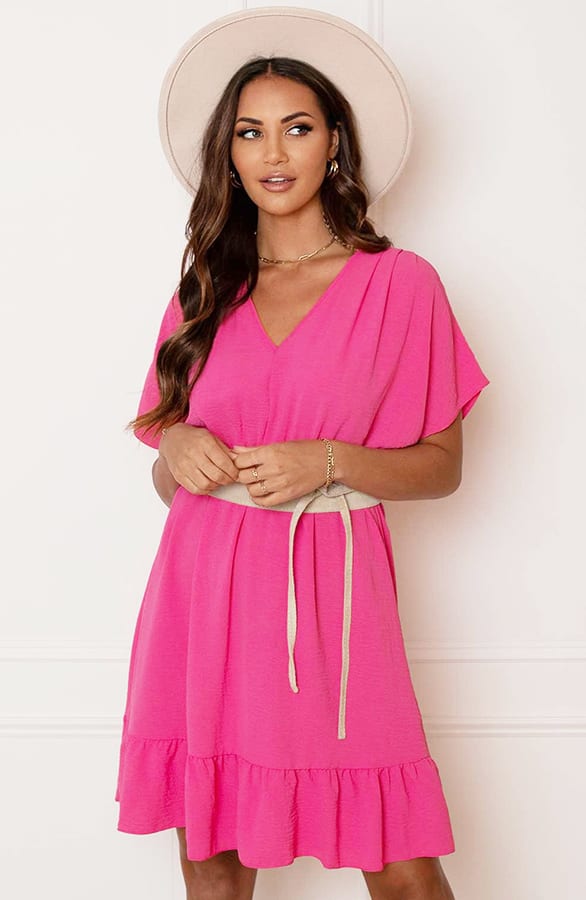 Ruches Jurk Mandy Fuchsia – shoparchief — foto 3