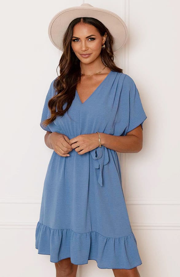 Ruches Jurk Mandy Jeansblauw – shoparchief — foto 2