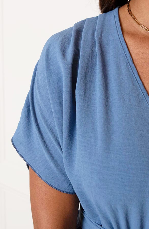 Ruches Jurk Mandy Jeansblauw – shoparchief — foto 6
