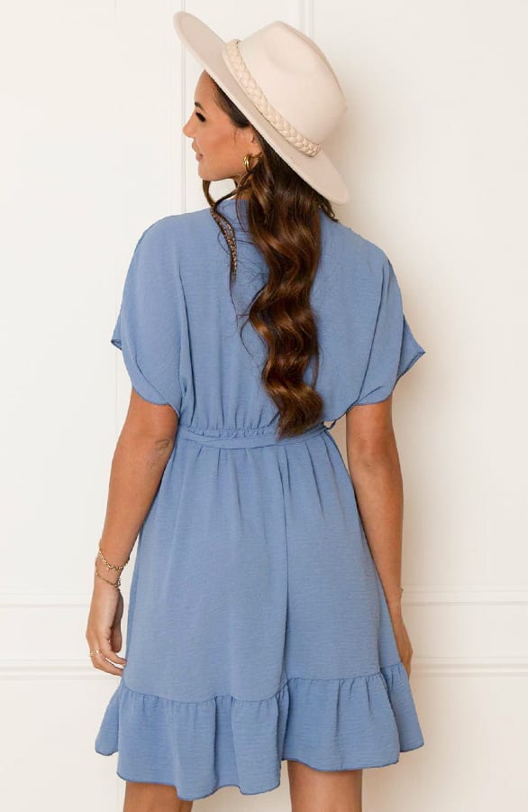Ruches Jurk Mandy Jeansblauw – shoparchief — foto 5