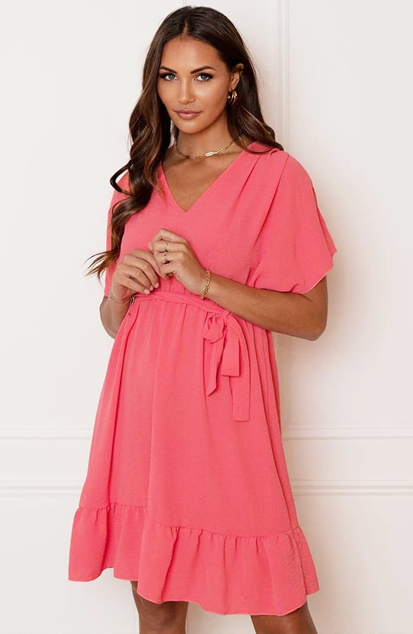Ruches Jurk Mandy Koraal – shoparchief