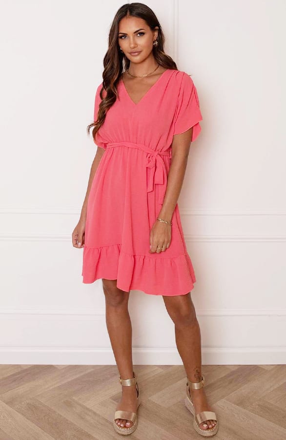 Ruches Jurk Mandy Koraal – shoparchief — foto 5