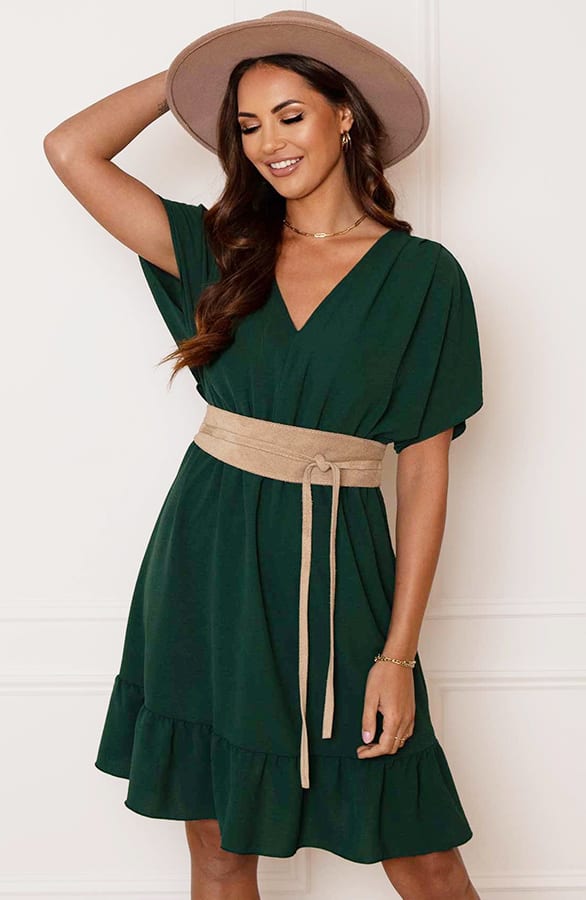 Ruches Jurk Mandy Smaragd – shoparchief — foto 2