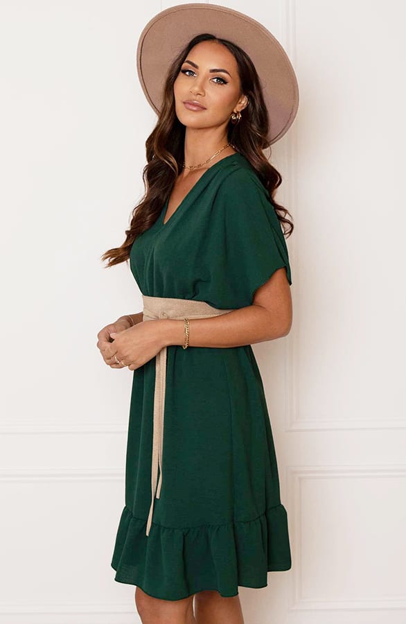 Ruches Jurk Mandy Smaragd – shoparchief — foto 4