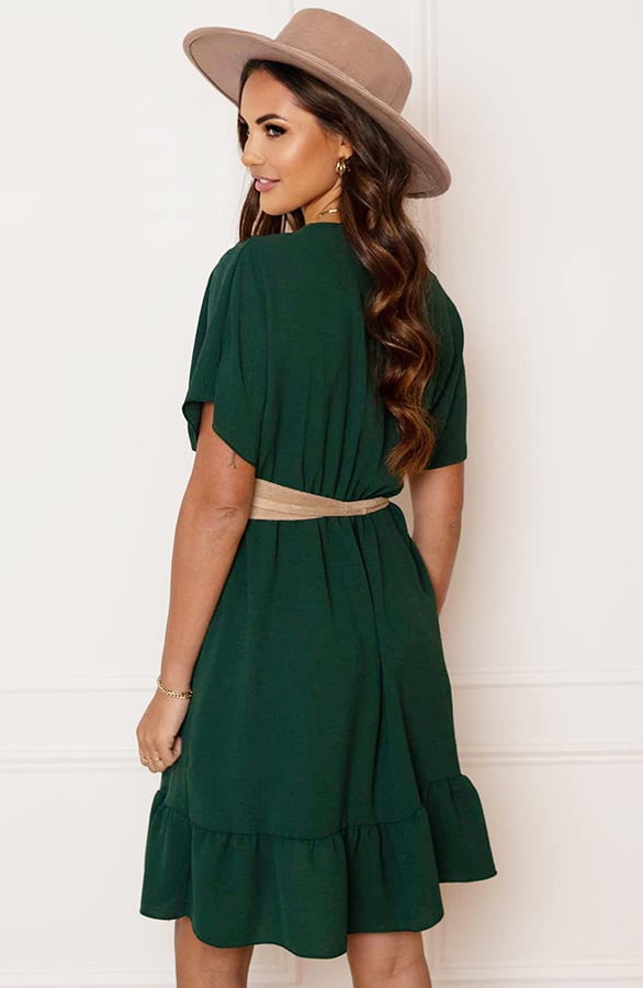 Ruches Jurk Mandy Smaragd – shoparchief — foto 5