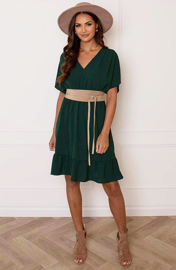 Ruches Jurk Mandy Smaragd – shoparchief — foto 7