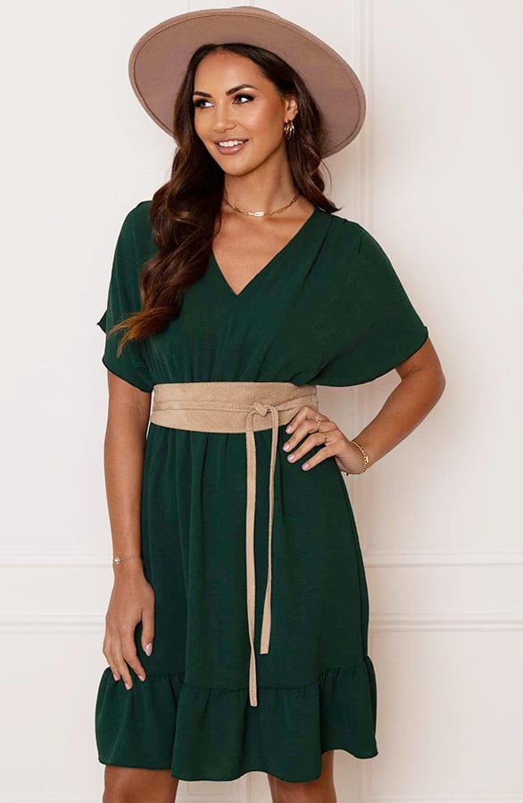 Ruches Jurk Mandy Smaragd – shoparchief — foto 3