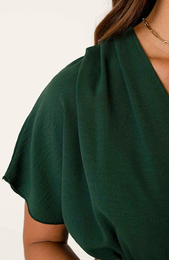 Ruches Jurk Mandy Smaragd – shoparchief — foto 6
