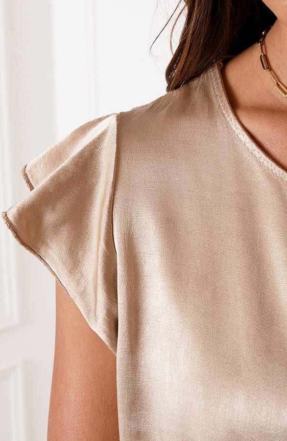 Satijnen Ruffle Top Caitlin Champagne – shoparchief — foto 7