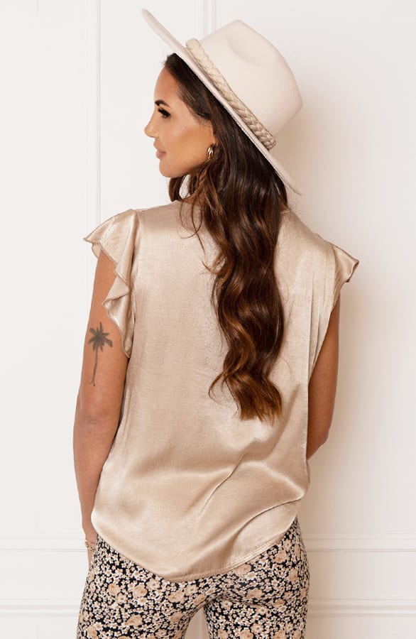 Satijnen Ruffle Top Caitlin Champagne – shoparchief — foto 6