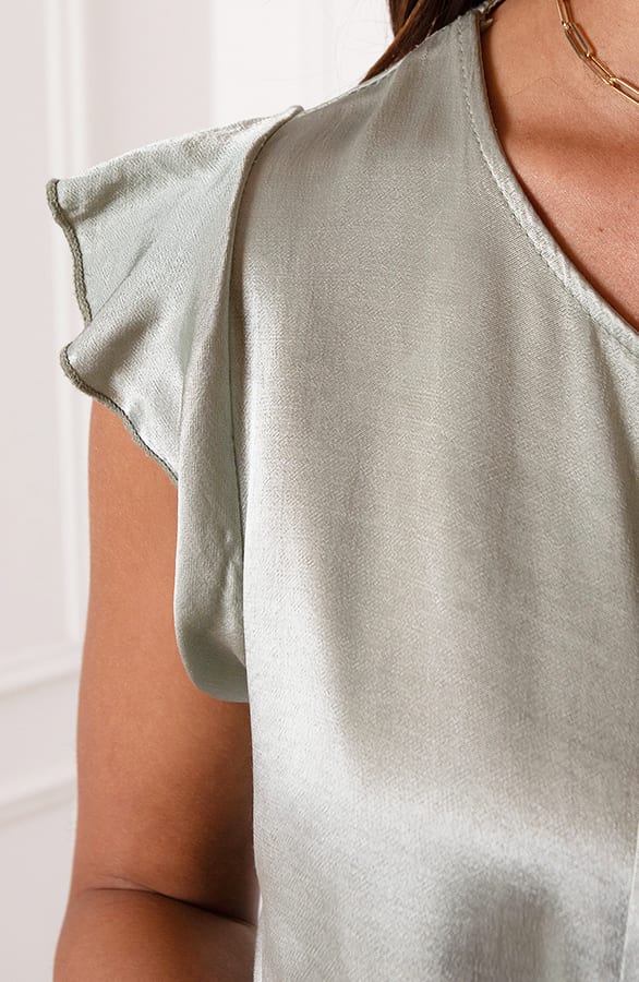 Satijnen Ruffle Top Caitlin Dust Mint – shoparchief — foto 6