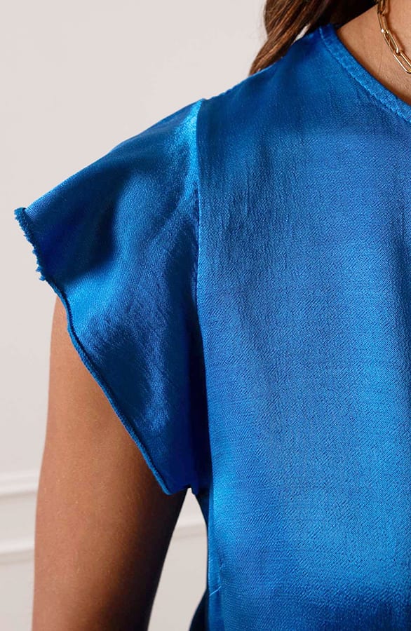 Satijnen Ruffle Top Caitlin Kobalt – shoparchief — foto 5