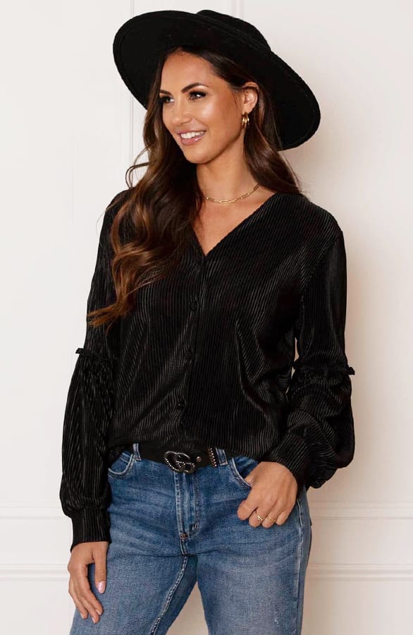 Silky Ribstof Blouse Anna Zwart – shoparchief — foto 3