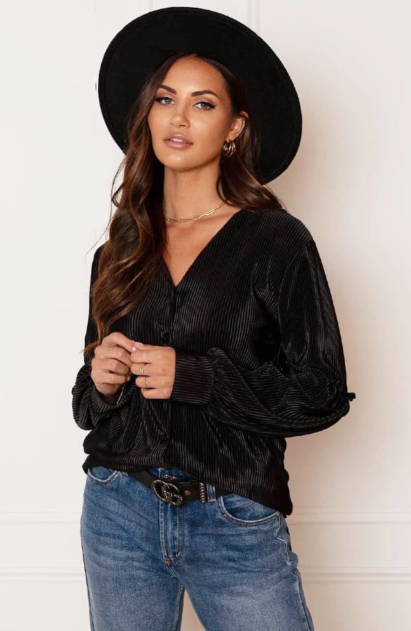 Silky Ribstof Blouse Anna Zwart – shoparchief — foto 5
