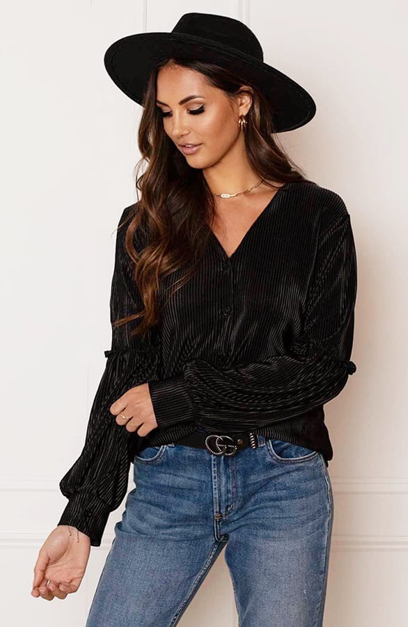 Silky Ribstof Blouse Anna Zwart – shoparchief — foto 2