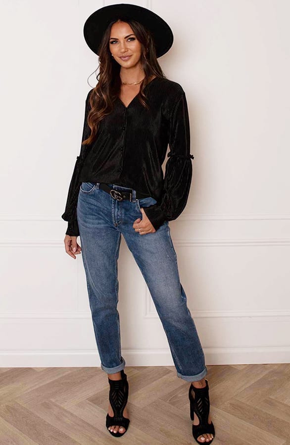 Silky Ribstof Blouse Anna Zwart – shoparchief — foto 9