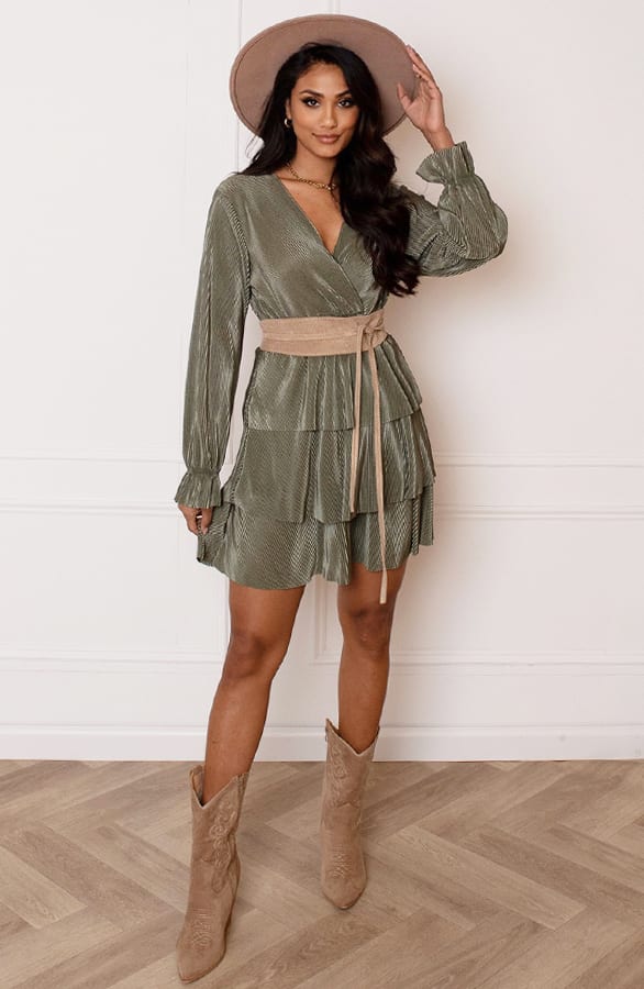Silky Ribstof Jurk Evy Army – shoparchief — foto 8