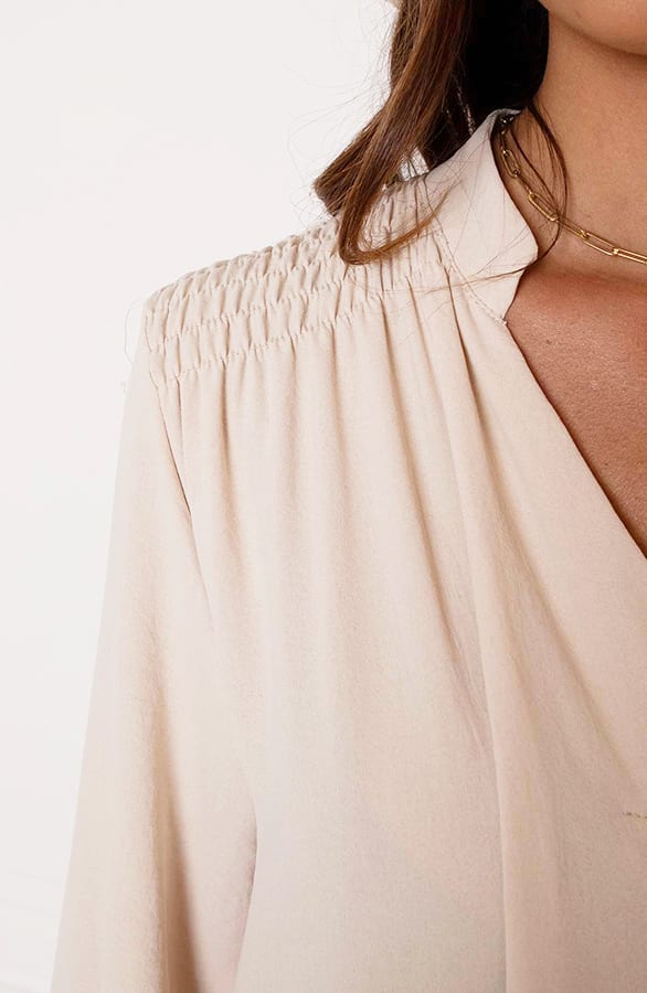 Smocked Maxi Jurk Babette Beige – shoparchief — foto 6