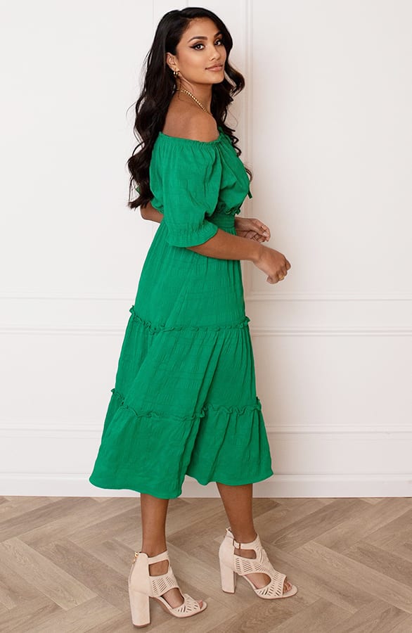 Smocked Offshoulder Jurk Sophia Bright Green – alle jurkjes — foto 5
