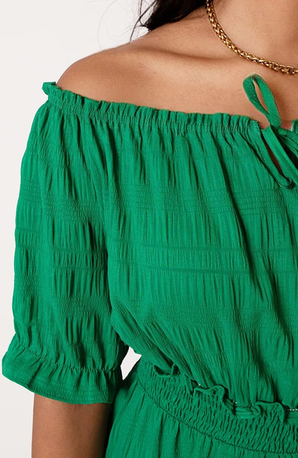 Smocked Offshoulder Jurk Sophia Bright Green – alle jurkjes — foto 7