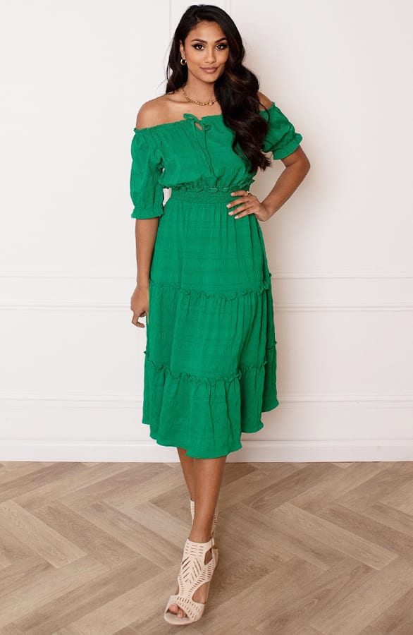 Smocked Offshoulder Jurk Sophia Bright Green – alle jurkjes — foto 8